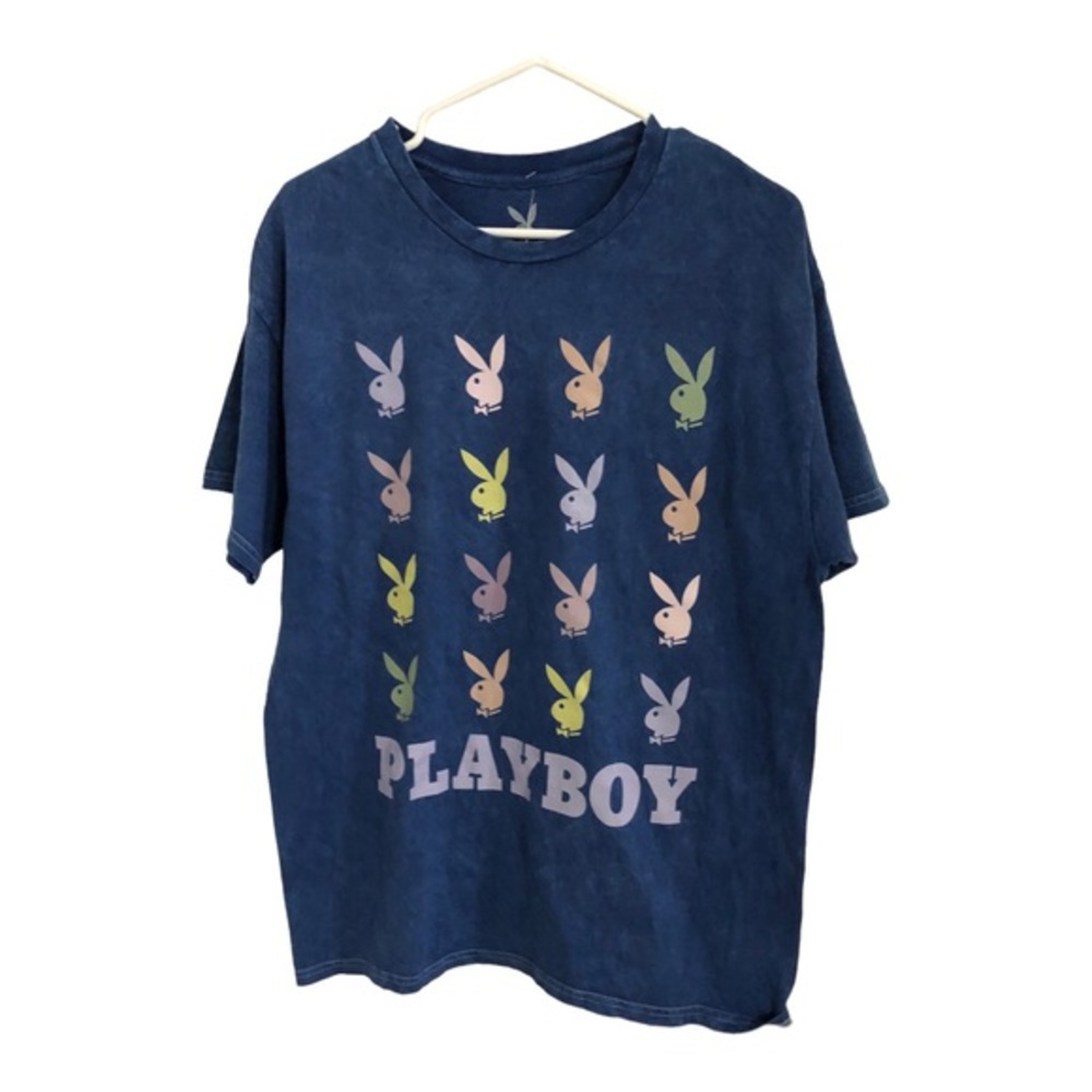 Playboy blue playboy bunny logo T-shirt size large new